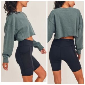 MONO B Cropped Jacquard Mineral‎ Wash Pullover.